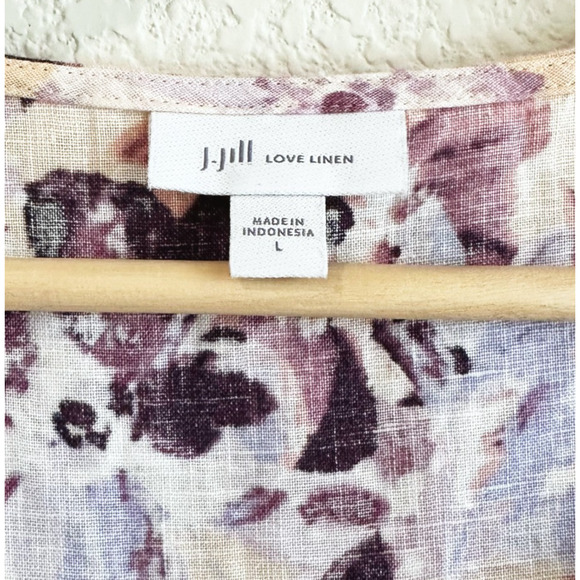 J Jill Womens Floral 100% Linen Dress Large Pockets Coatal Beachy Breathable - Picture 5 of 9